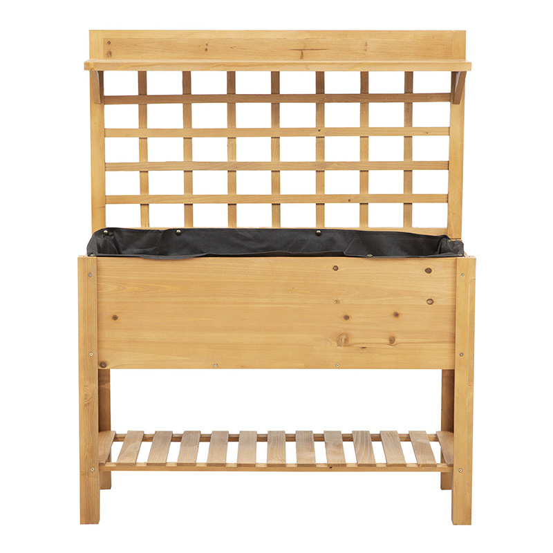 41'x18'x53' upphöjd trädgårdssäng med hylla och hjul Massivträ planteringskåp Blomma örtlådor för grönsaker Blomma utomhus/inomhus - brun
