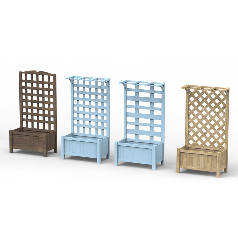 23,5' x 11,5' x 49,25' upphöjd trädgårdssäng med spaljébräde och stark trädesign och material