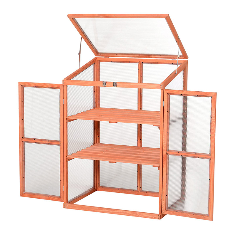 Rektangulär planteringslåda för växthus med polykarbonatpaneler för att hålla växterna varma