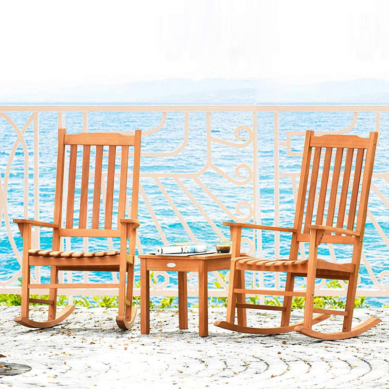 3 ST Poplar Wood gungstolsset med soffbord 2 trä samtalsstolar