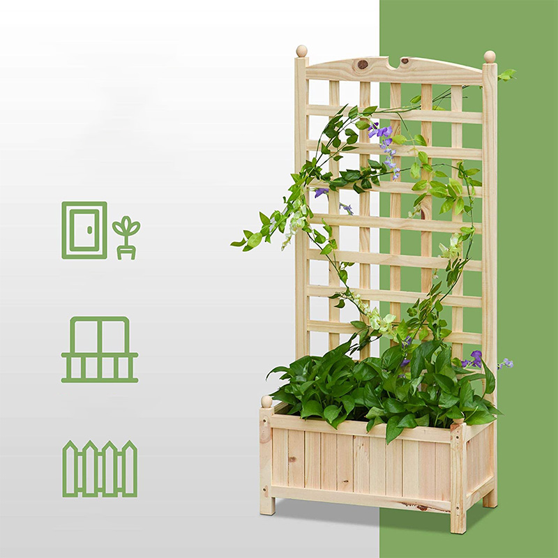 23,5' x 11,5' x 49,25' upphöjd trädgårdssäng med spaljébräde och stark trädesign och material