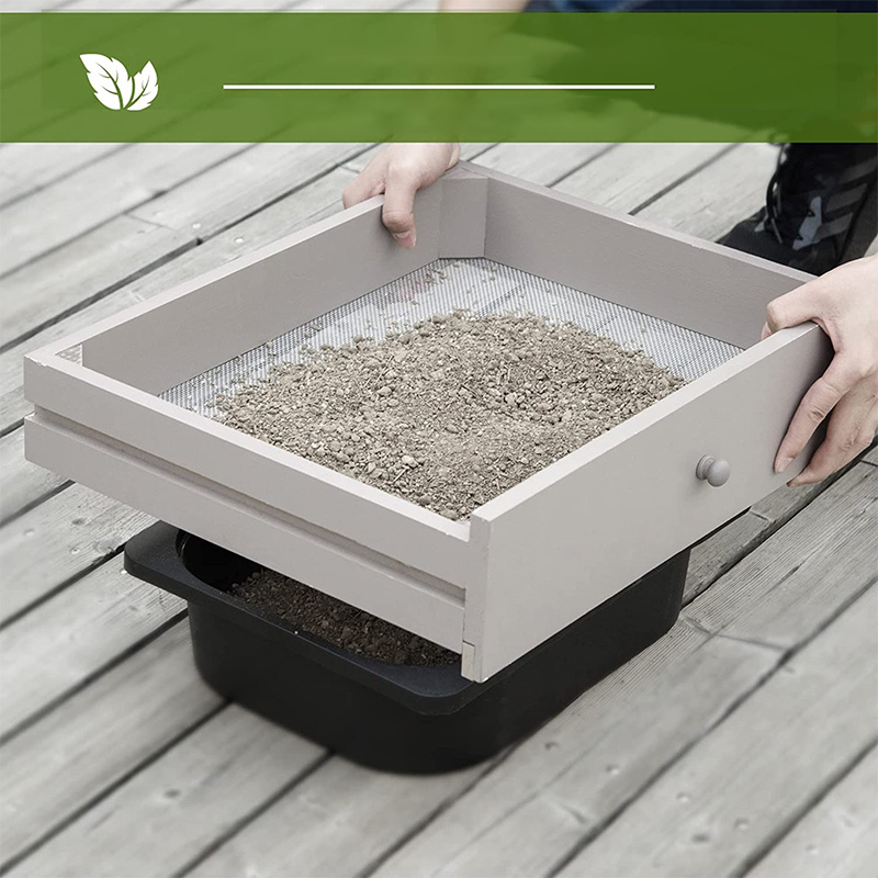 Krukbänksbord, trädgårdsarbetsplats med silskärm, avtagbar diskbänk och korgar