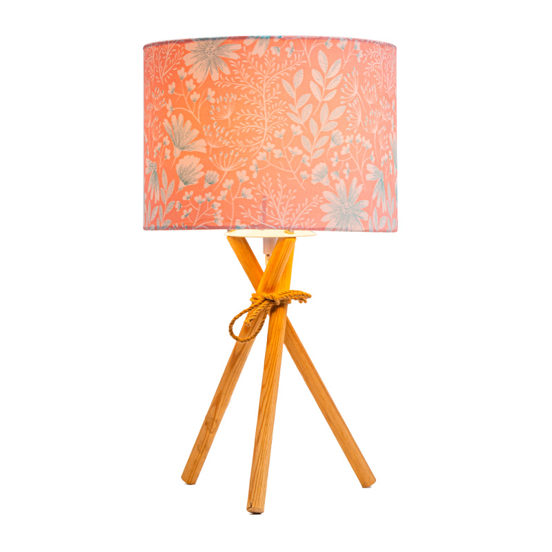 Antik Iced Blue and Natural Rope Finish -Rund inbunden naturlig linneskärm -På-Av vridomkopplare