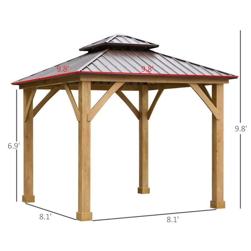 10' x 10' Hardtop Gazebo Patio Canopy Shelter Utomhus med dubbelt ståltak