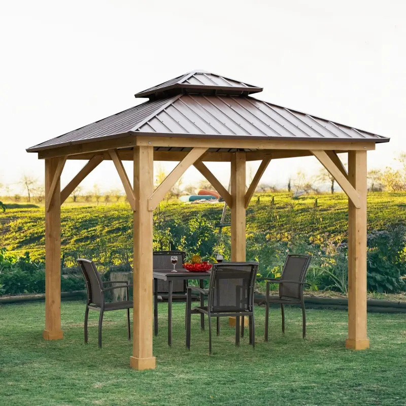 10' x 10' Hardtop Gazebo Patio Canopy Shelter Utomhus med dubbelt ståltak