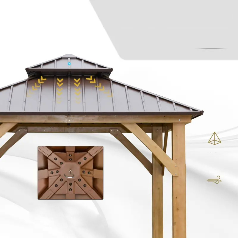 10' x 10' Hardtop Gazebo Patio Canopy Shelter Utomhus med dubbelt ståltak