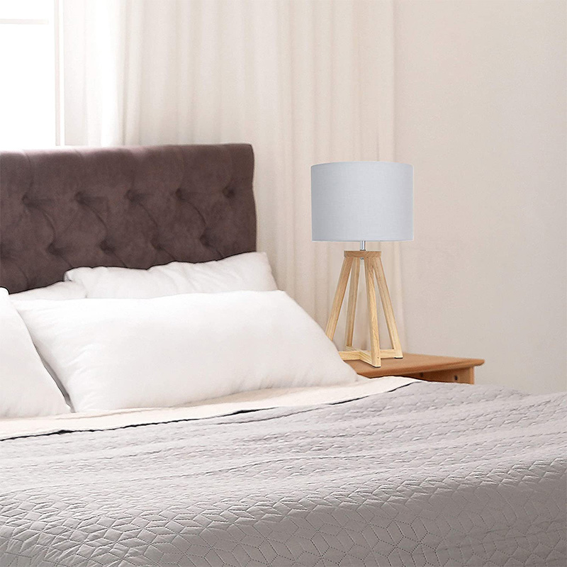 Antik Iced Blue and Natural Rope Finish -Rund inbunden naturlig linneskärm -På-Av vridomkopplare