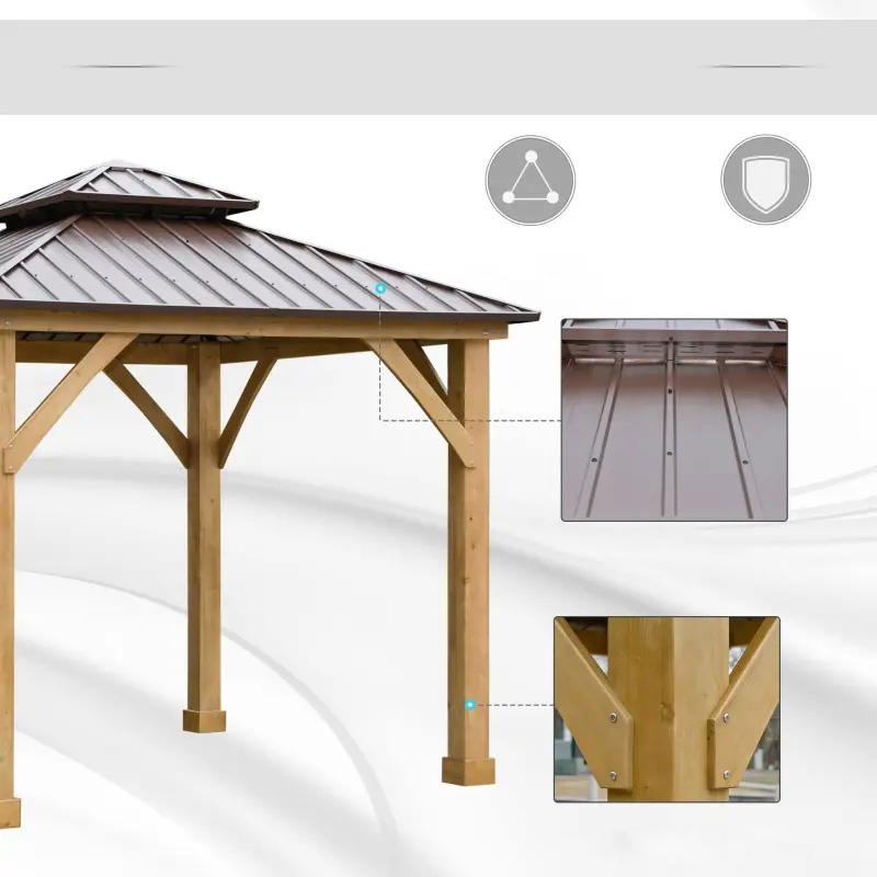 10' x 10' Hardtop Gazebo Patio Canopy Shelter Utomhus med dubbelt ståltak
