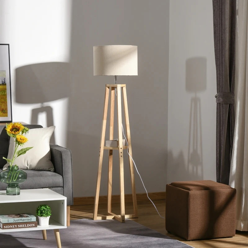 Modern stående golvlampa Sovrumsljus med trumlampskärm, fotpedalbrytare