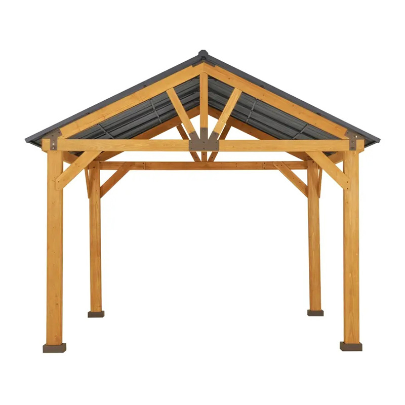 11x13 Hardtop Gazebo med träram, Permanent Metal Tak Gazebo Canopy med takkrok för trädgård, uteplats, bakgård 11x13 Hardtop Gazebo med träram, Permanent Metal Tak Gazebo Canopy med takkrok för trädgård, uteplats, bakgård