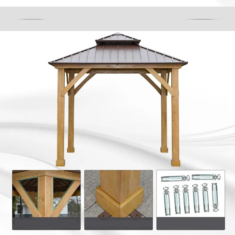 10' x 10' Hardtop Gazebo Patio Canopy Shelter Utomhus med dubbelt ståltak