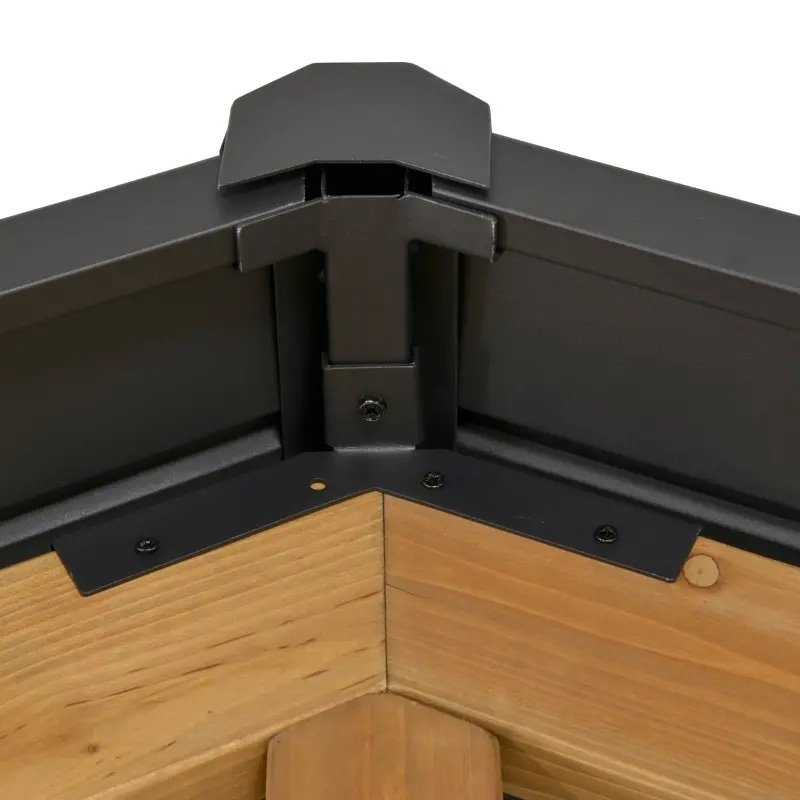 11x13 Hardtop Gazebo med träram, Permanent Metal Tak Gazebo Canopy med takkrok för trädgård, uteplats, bakgård