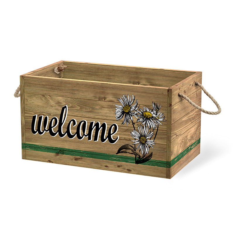 Träförvaringslåda för organisation och förvaring, 3-pack, brun