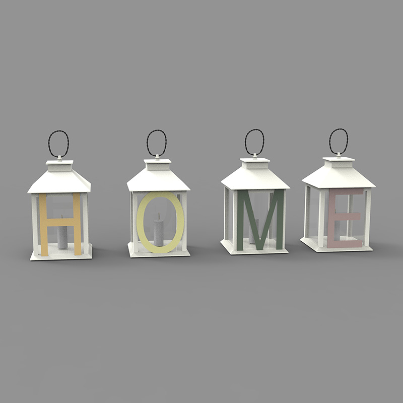 Metalllykta med batteridrivet ljus - traditionell svart, 17' lykta