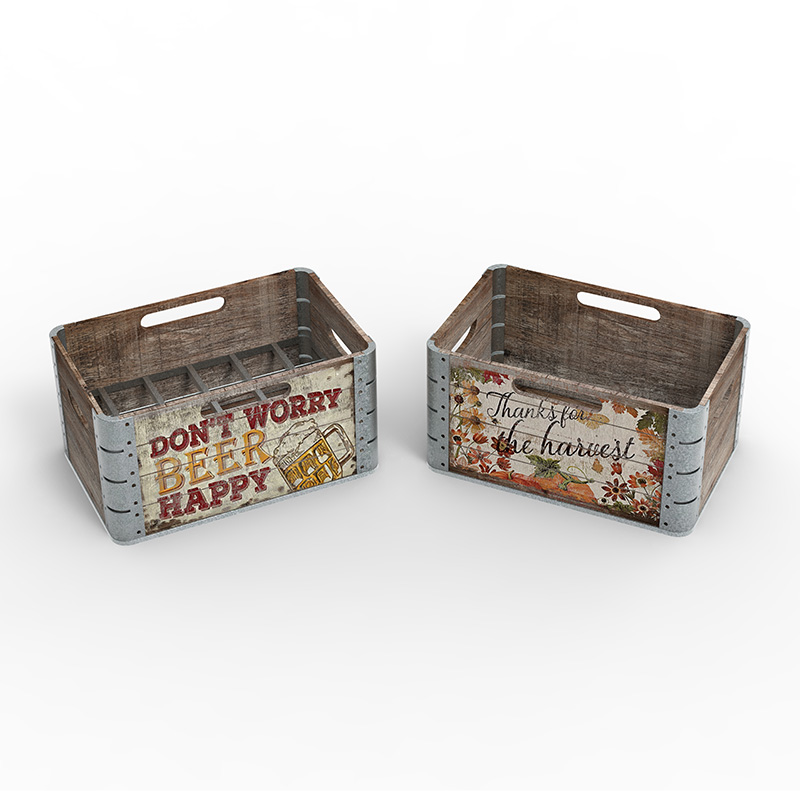 Träförvaringslåda för organisation och förvaring, 3-pack, brun