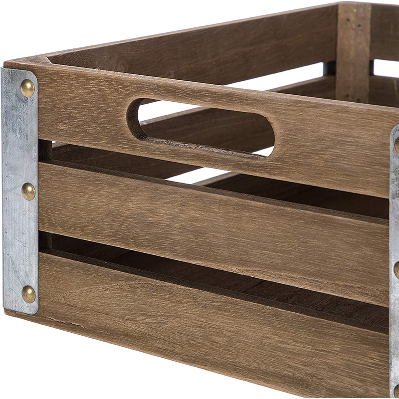 Träförvaringslåda för organisation och förvaring, 3-pack, brun