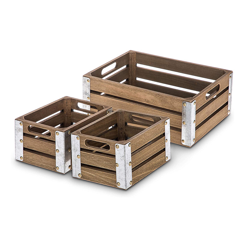 Träförvaringslåda för organisation och förvaring, 3-pack, brun Träförvaringslåda för organisation och förvaring, 3-pack, brun