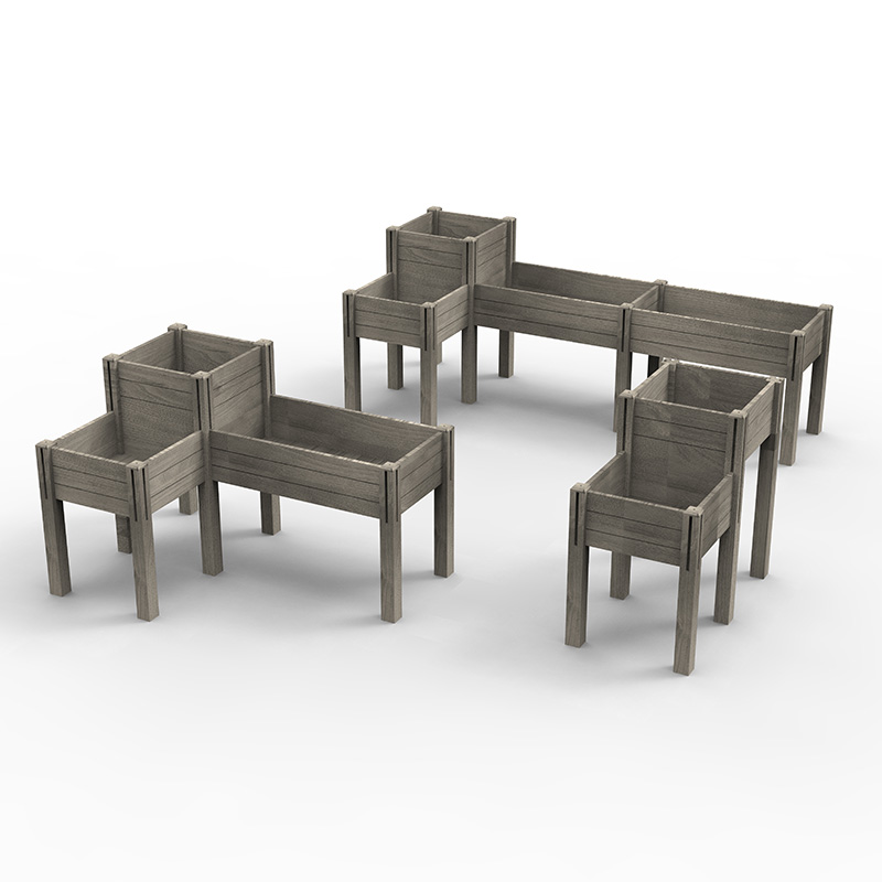 3-vånings upphöjd trädgårdssäng med förvaringshylla, förhöjd träplanteringslåda