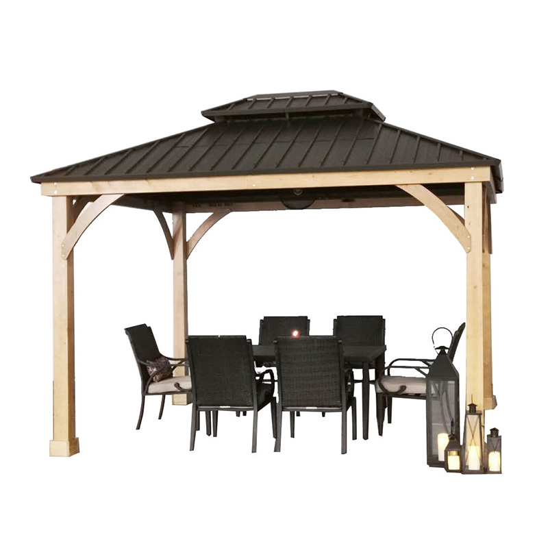 10' x 10' Hardtop Gazebo Patio Canopy Shelter Utomhus med dubbelt ståltak