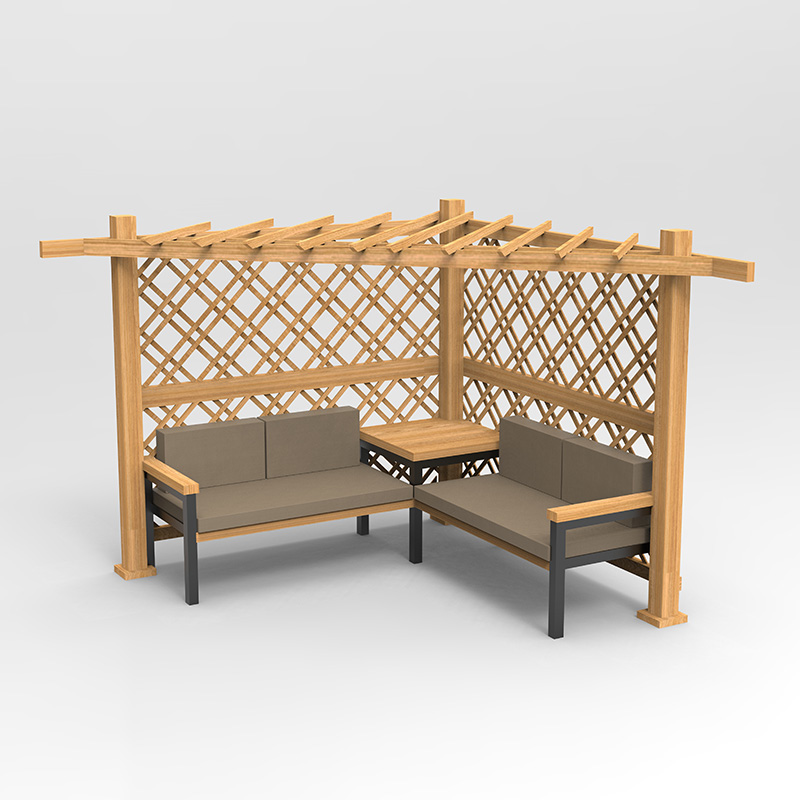 Utomhus 10' x 10' Pergola Gazebo, 100 % trä Pergola Lämplig för uteplats, däck, trädgård, Gazebo, perfekt för BBQs, fester, picknick, svart