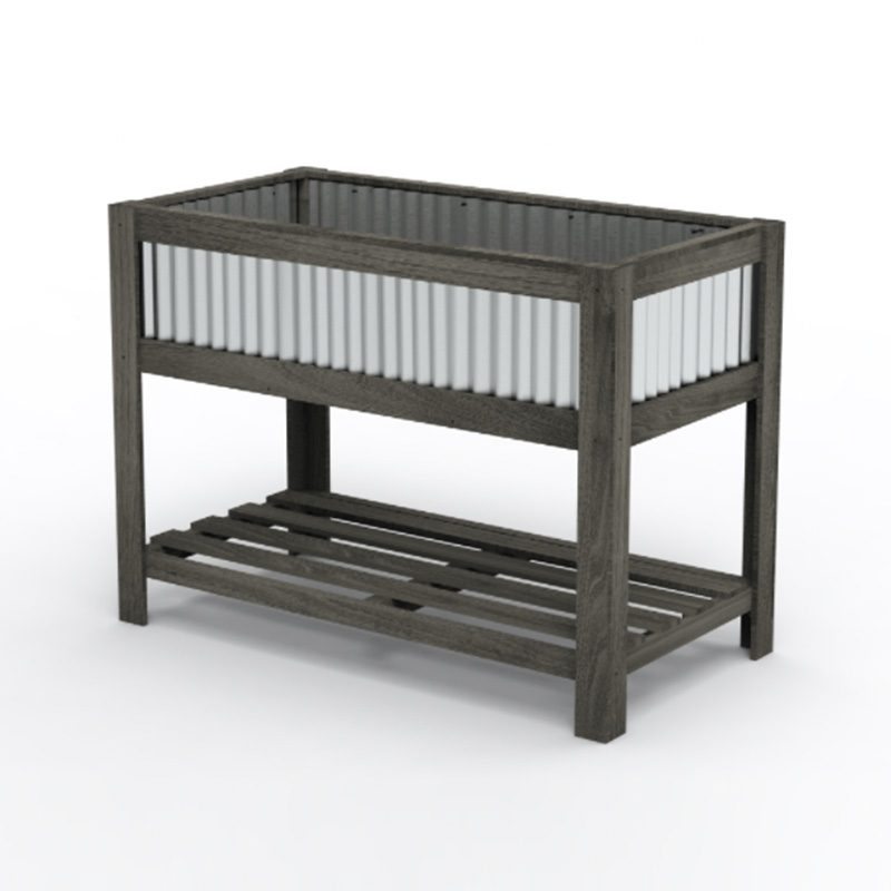 47' x 23' x 35' träupphöjd trädgårdsplanteringssäng med rymlig yta för plantering, förvaringshylla och mångsidig användning