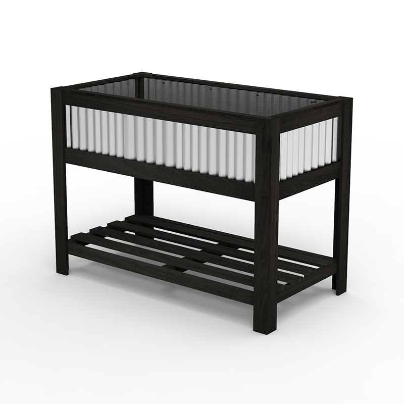 47' x 23' x 35' träupphöjd trädgårdsplanteringssäng med rymlig yta för plantering, förvaringshylla och mångsidig användning