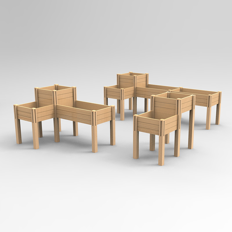 3-vånings upphöjd trädgårdssäng med förvaringshylla, förhöjd träplanteringslåda