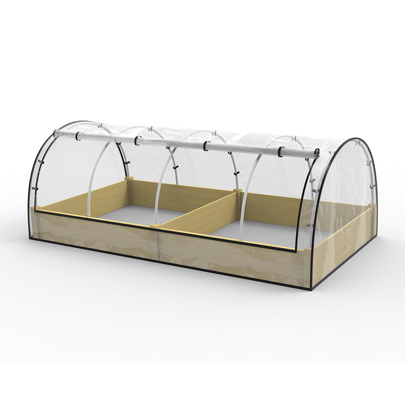 Upphöjd trädgård blomstersäng kit med växthus, trä kall ram plantering, naturlig