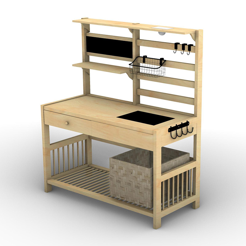 Krukbänksbord, trädgårdsarbetsplats med silskärm, avtagbar diskbänk och korgar