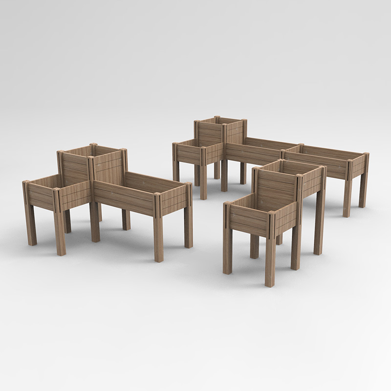 3-vånings upphöjd trädgårdssäng med förvaringshylla, förhöjd träplanteringslåda