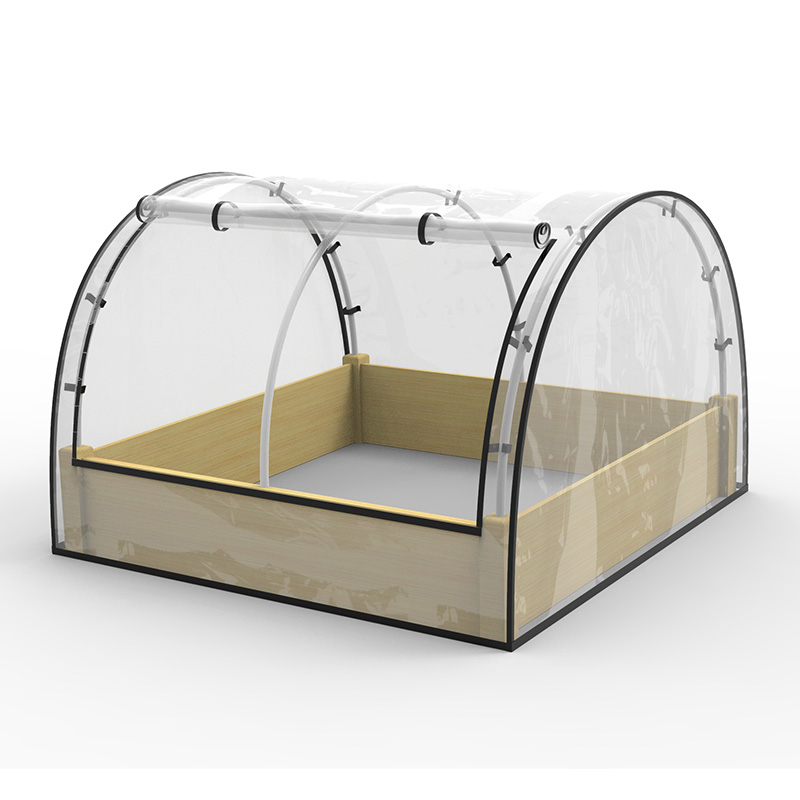 Upphöjd trädgård blomstersäng kit med växthus, trä kall ram plantering, naturlig