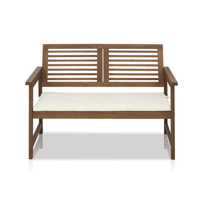 Utomhusfällbar trädgårdsbänk, 2-sits uteplats träbänk, Loveseat stol med ryggstöd och armstöd för uteplats, veranda eller balkong, gul