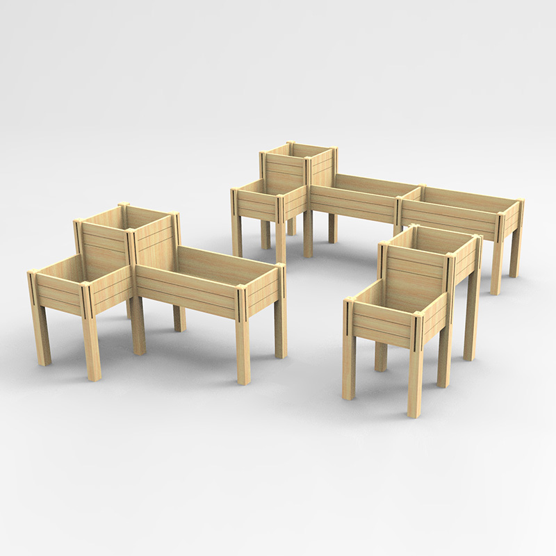 3-vånings upphöjd trädgårdssäng med förvaringshylla, förhöjd träplanteringslåda