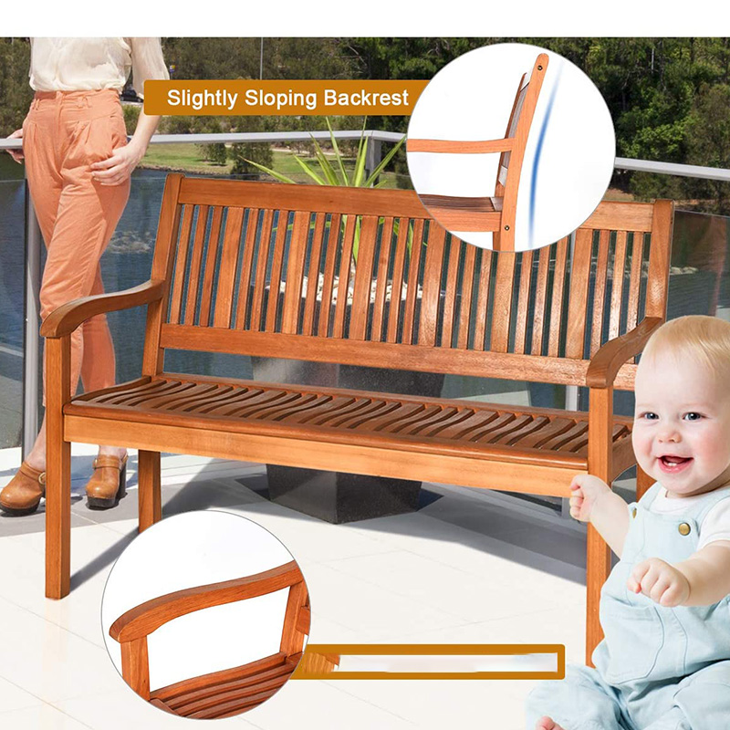 Utomhusfällbar trädgårdsbänk, 2-sits uteplats träbänk, Loveseat stol med ryggstöd och armstöd för uteplats, veranda eller balkong, gul