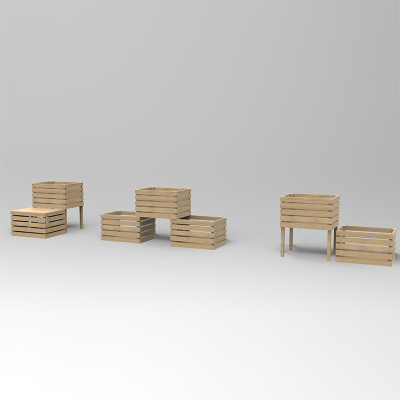 3-vånings upphöjd trädgårdssäng Fristående planteringslåda för grönsaker, örter, blommor