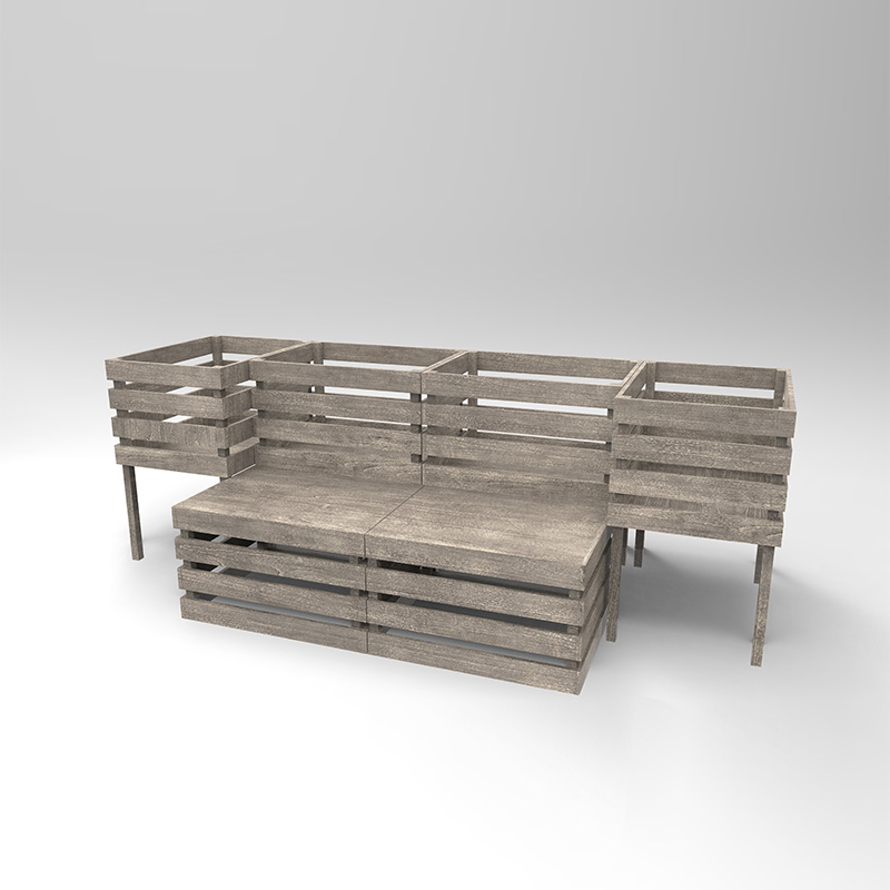 3-vånings upphöjd trädgårdssäng Fristående planteringslåda för grönsaker, örter, blommor