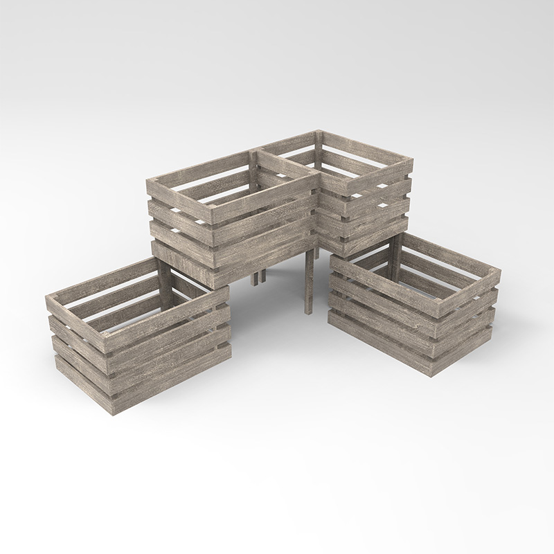 3-vånings upphöjd trädgårdssäng Fristående planteringslåda för grönsaker, örter, blommor