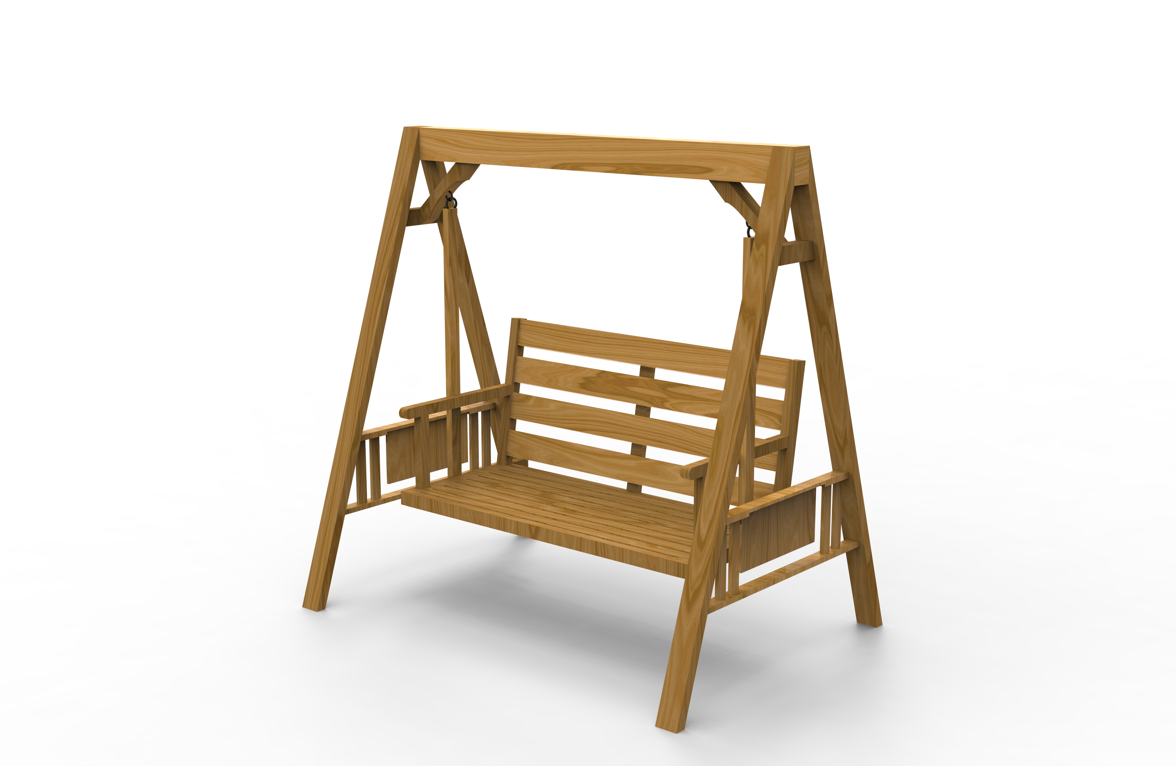 2-personers gunga för utomhusgung på veranda med trästativ, stark A-ramdesign och justerbar vattenbekämpande tak, gunga i rustik stil