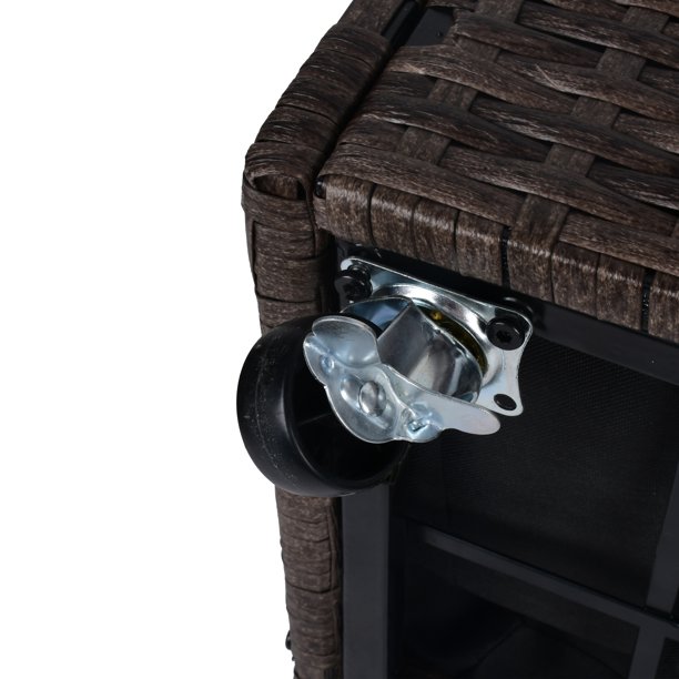 Blomsterlåda i rotting inomhus/utomhus med förvaringsställ för verktyg nedanför och robust förhöjd arbetsyta 28' H