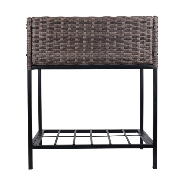 Blomsterlåda i rotting inomhus/utomhus med förvaringsställ för verktyg nedanför och robust förhöjd arbetsyta 28' H