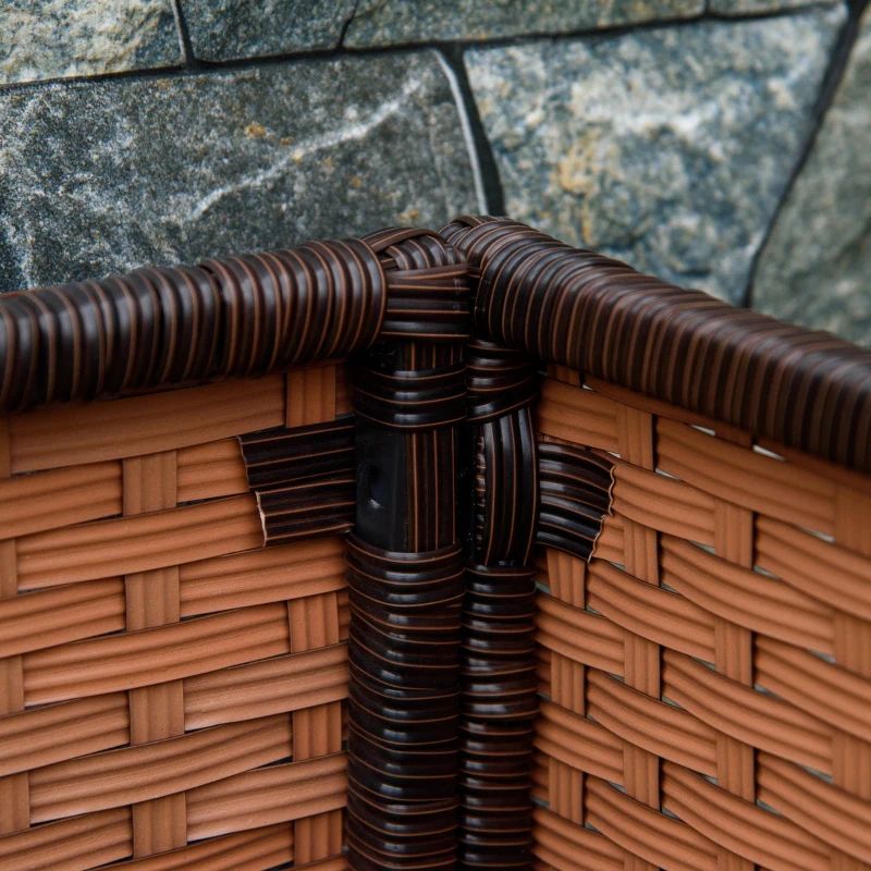 Blomsterlåda i rotting inomhus/utomhus med förvaringsställ för verktyg nedanför och robust förhöjd arbetsyta 28' H