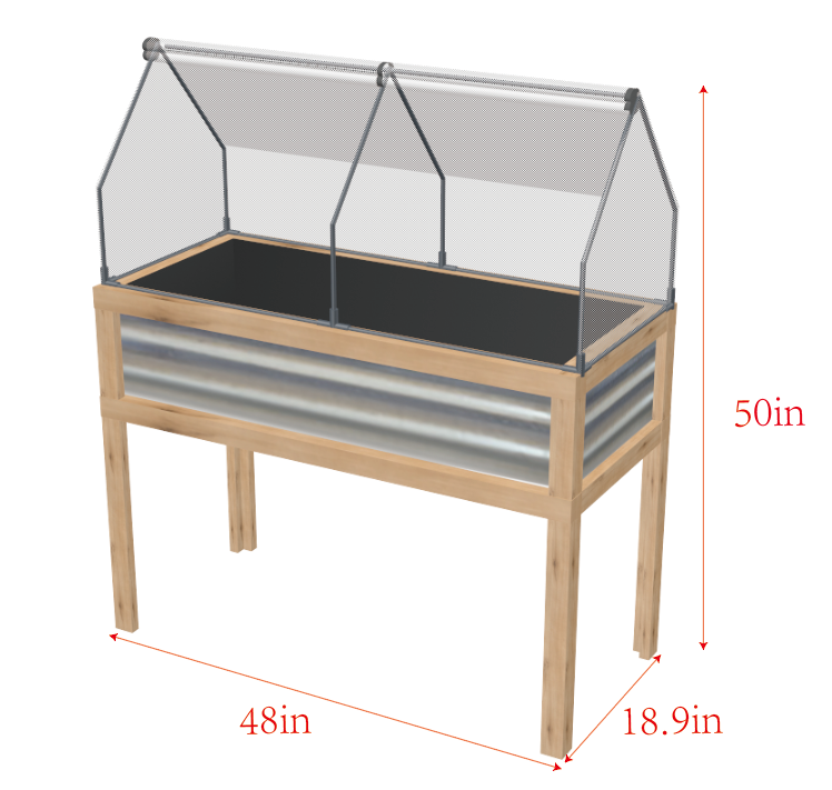 36' x 20' x 41' Växthusupphöjd växtskyddslåda för växthus utomhus med öppningsbar topp, kall träram Orange