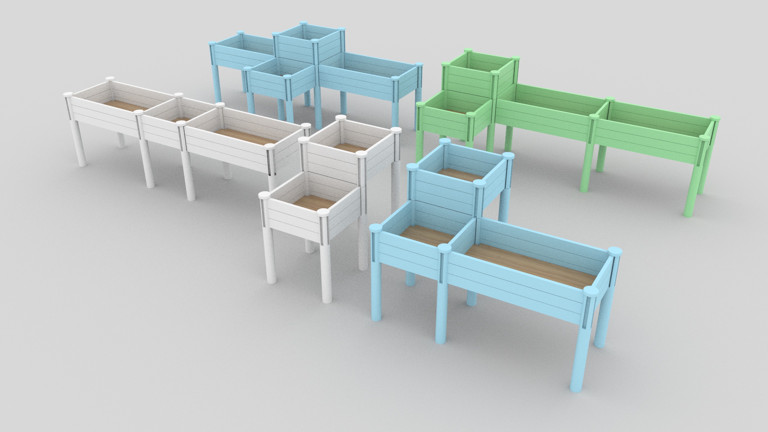 3-vånings upphöjd trädgårdssäng med förvaringshylla, förhöjd träplanteringslåda