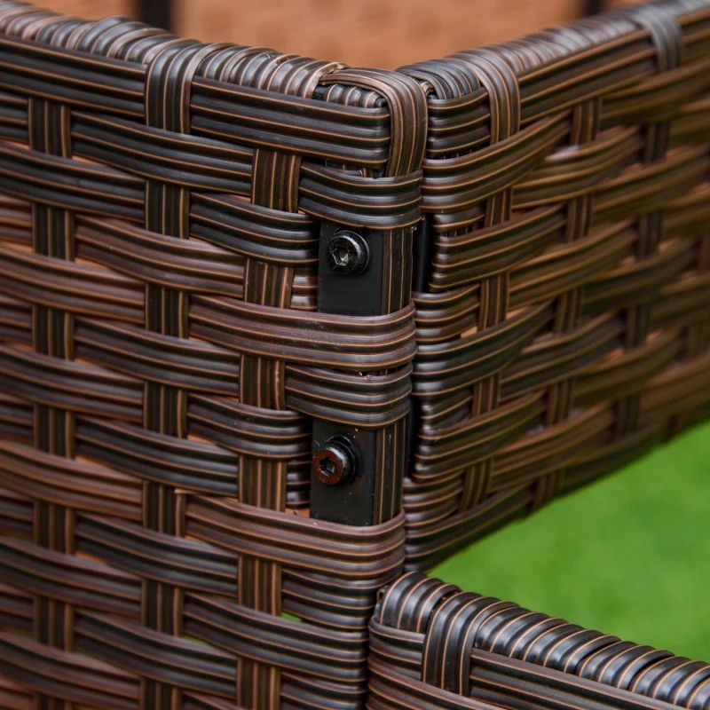 Blomsterlåda i rotting inomhus/utomhus med förvaringsställ för verktyg nedanför och robust förhöjd arbetsyta 28' H