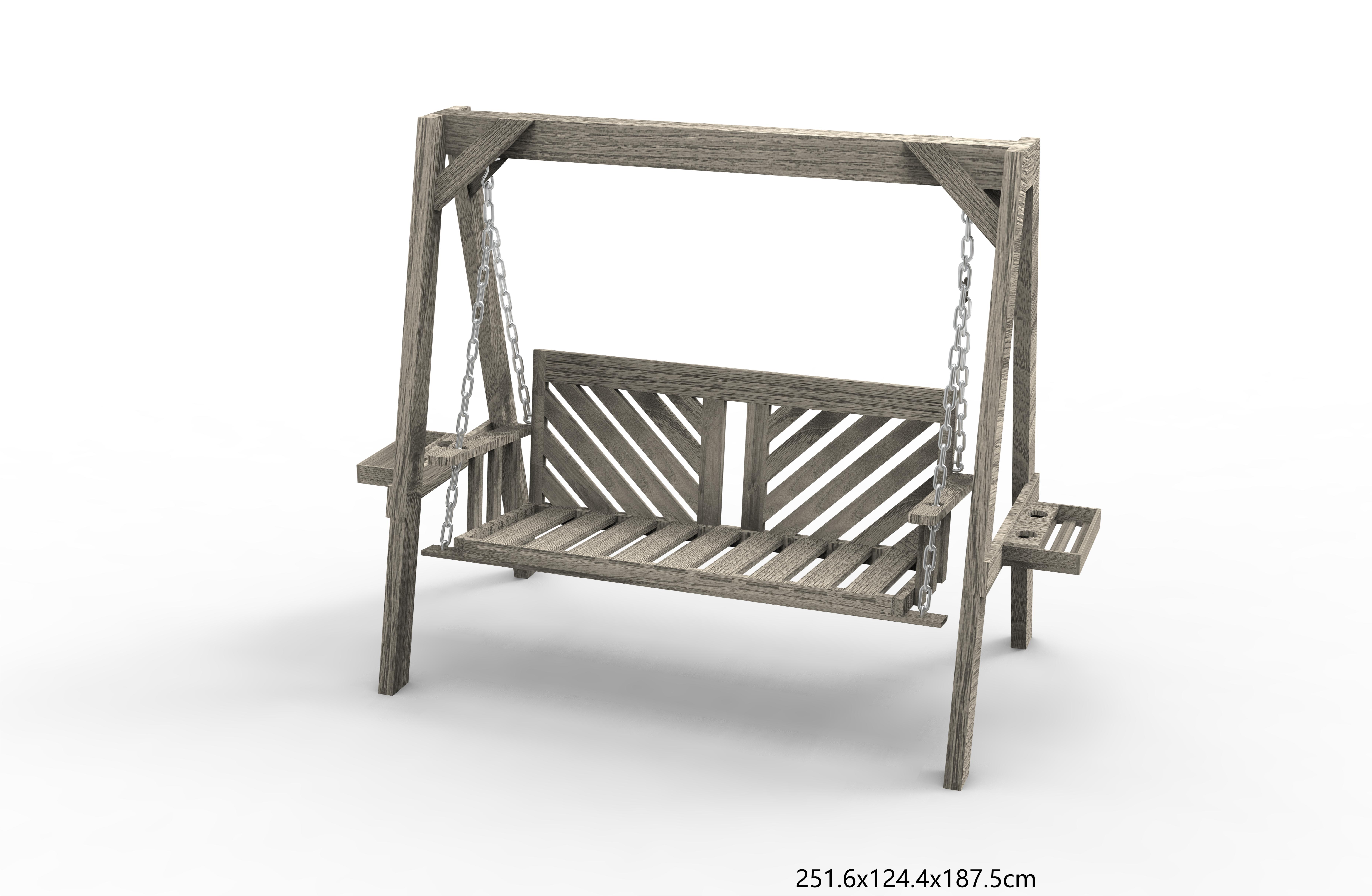 2-personers gunga för utomhusgung på veranda med trästativ, stark A-ramdesign och justerbar vattenbekämpande tak, gunga i rustik stil