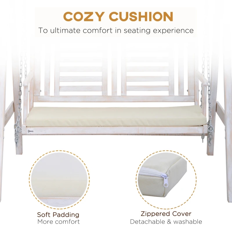 2-personers gunga för utomhusgung på veranda med trästativ, stark design med A-ram och justerbar skärmtak för vattenbekämpning