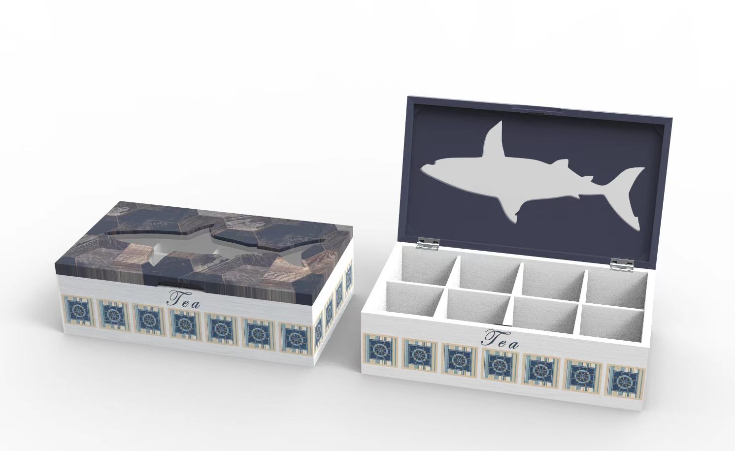 Lixincrafts inredning vid havet, inredning i havsstil, telåda