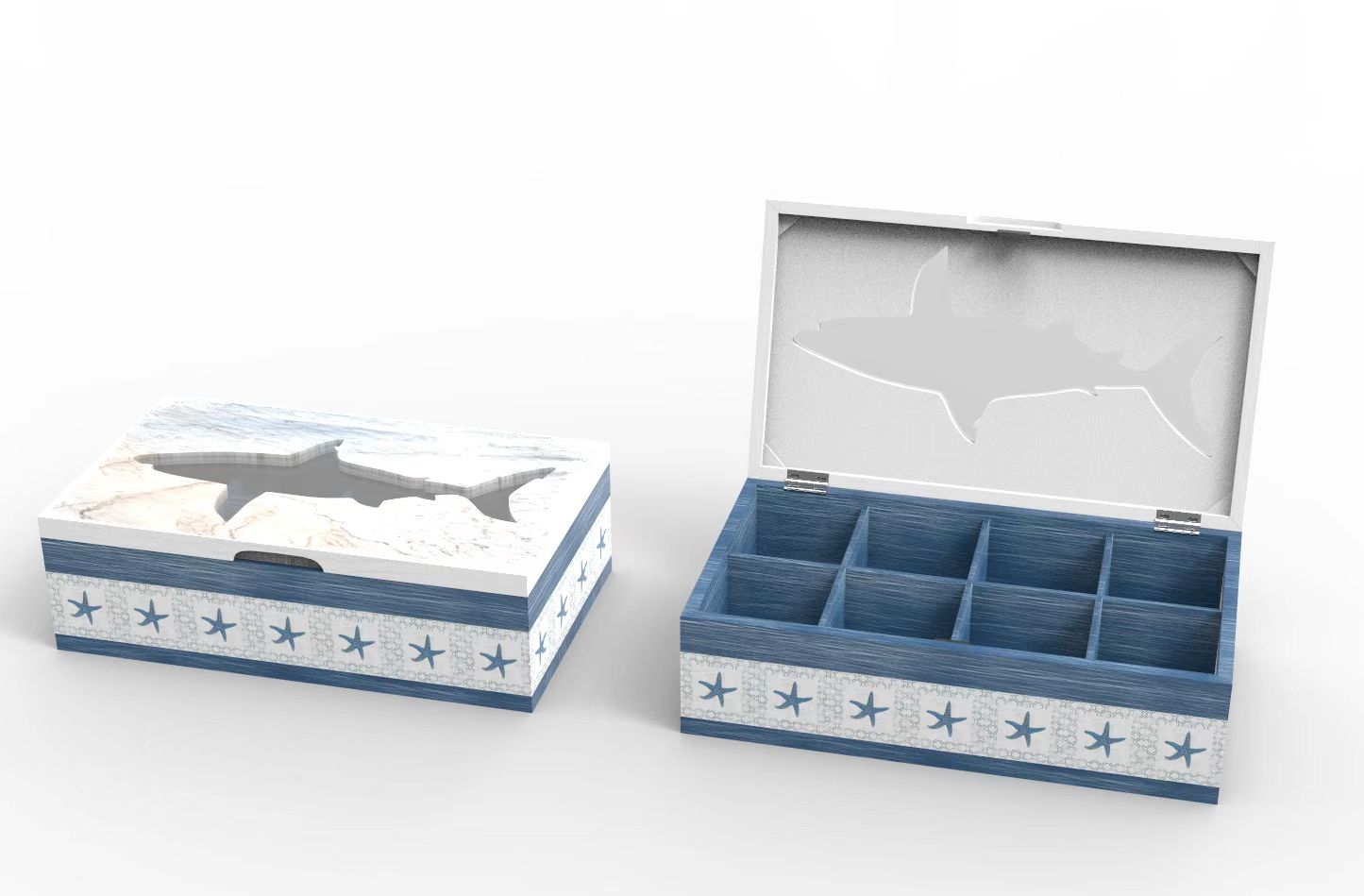 Lixincrafts inredning vid havet, inredning i havsstil, telåda