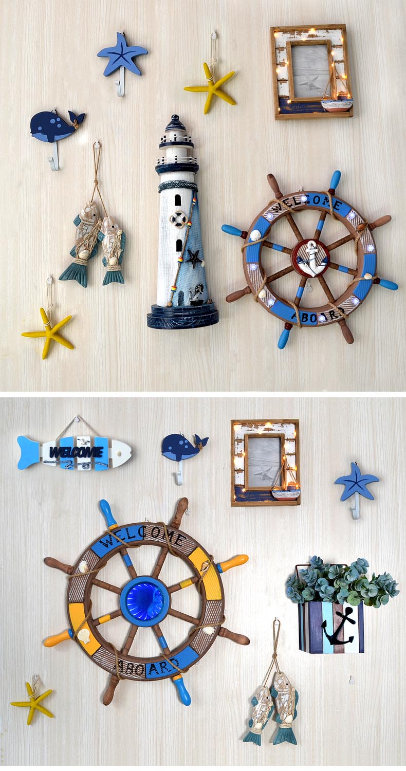 Lixincrafts seaside helgedom dekor, havsstil dekor, Ship Wheel