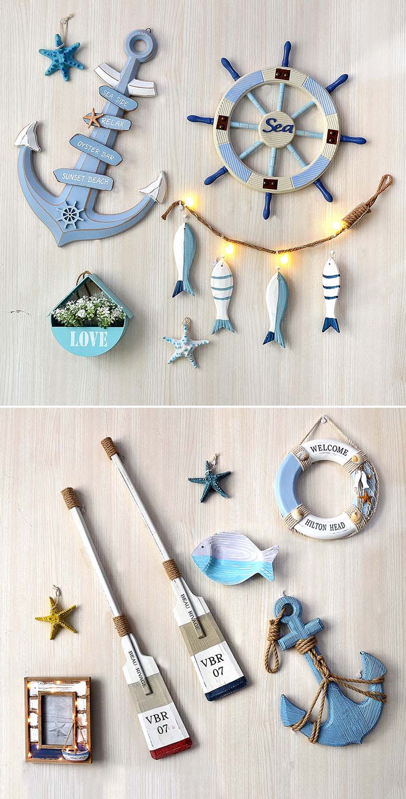 Lixincrafts seaside helgedom dekor, havsstil dekor, Ship Wheel